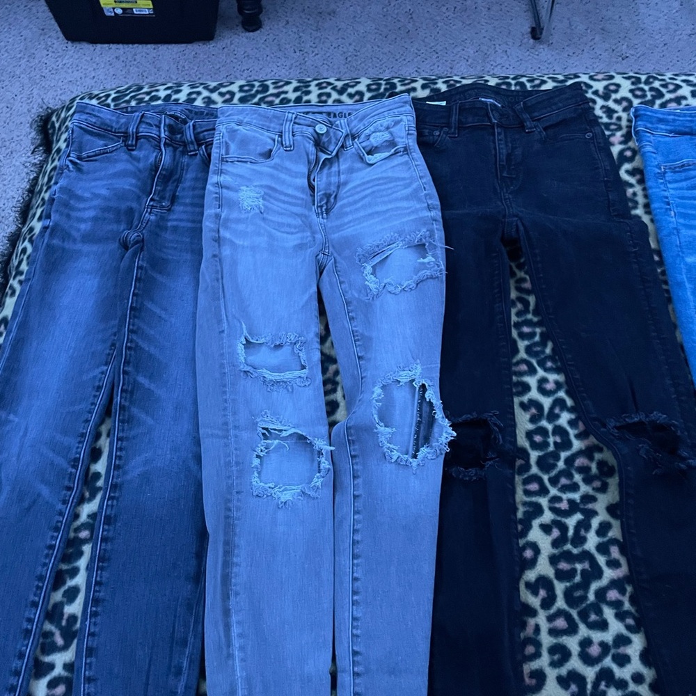 American Eagle Outfitters Distressed Gray and Black Skinny Jeans set of three !!